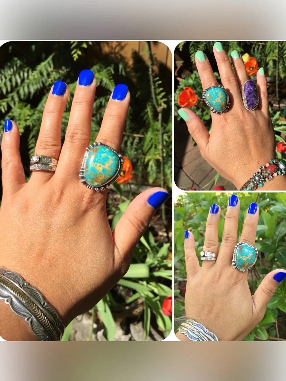 Exquisite Turquoise Statement Ring in Blue-Green. Women Men Unisex Jewelry